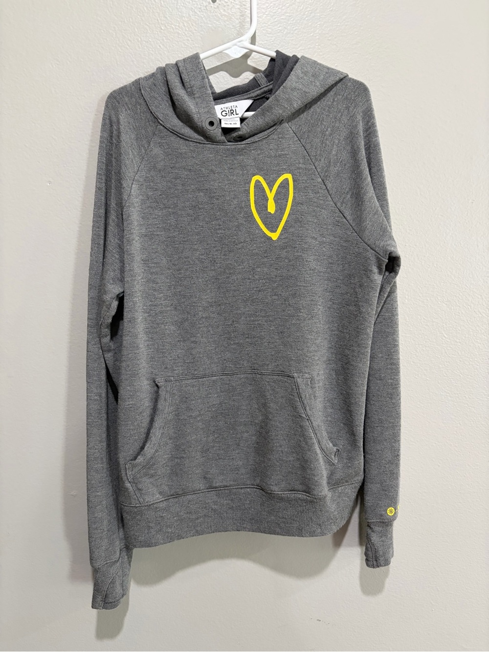 Girl’s Athleta x Simone Biles  Gray Hoodie with Yellow Heart Accent